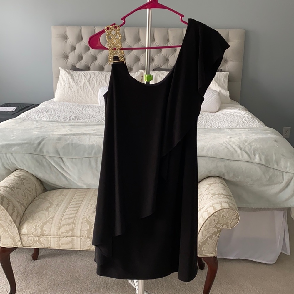 Black dress with gold trim